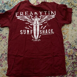 Dark Red V Neck Freaky Tiki L Shirt